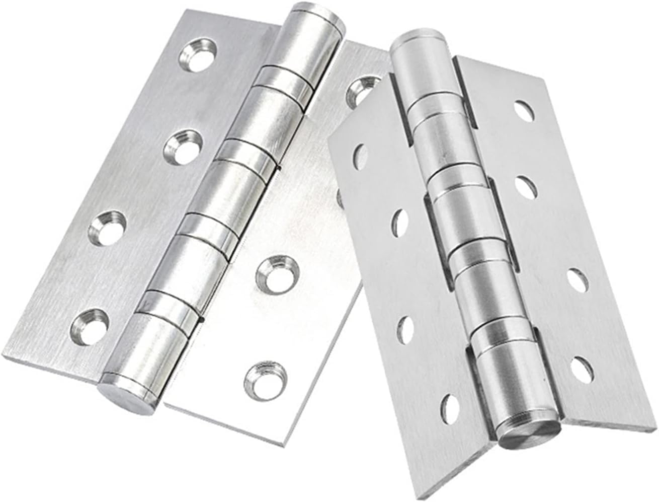 2 Pieces of 4 Inch Silver Door Hinges, Furniture Fittings, Stainless Steel Hinges, Suitable for Bedroom Bathroom Kitchen Doors, Decorative Fittings