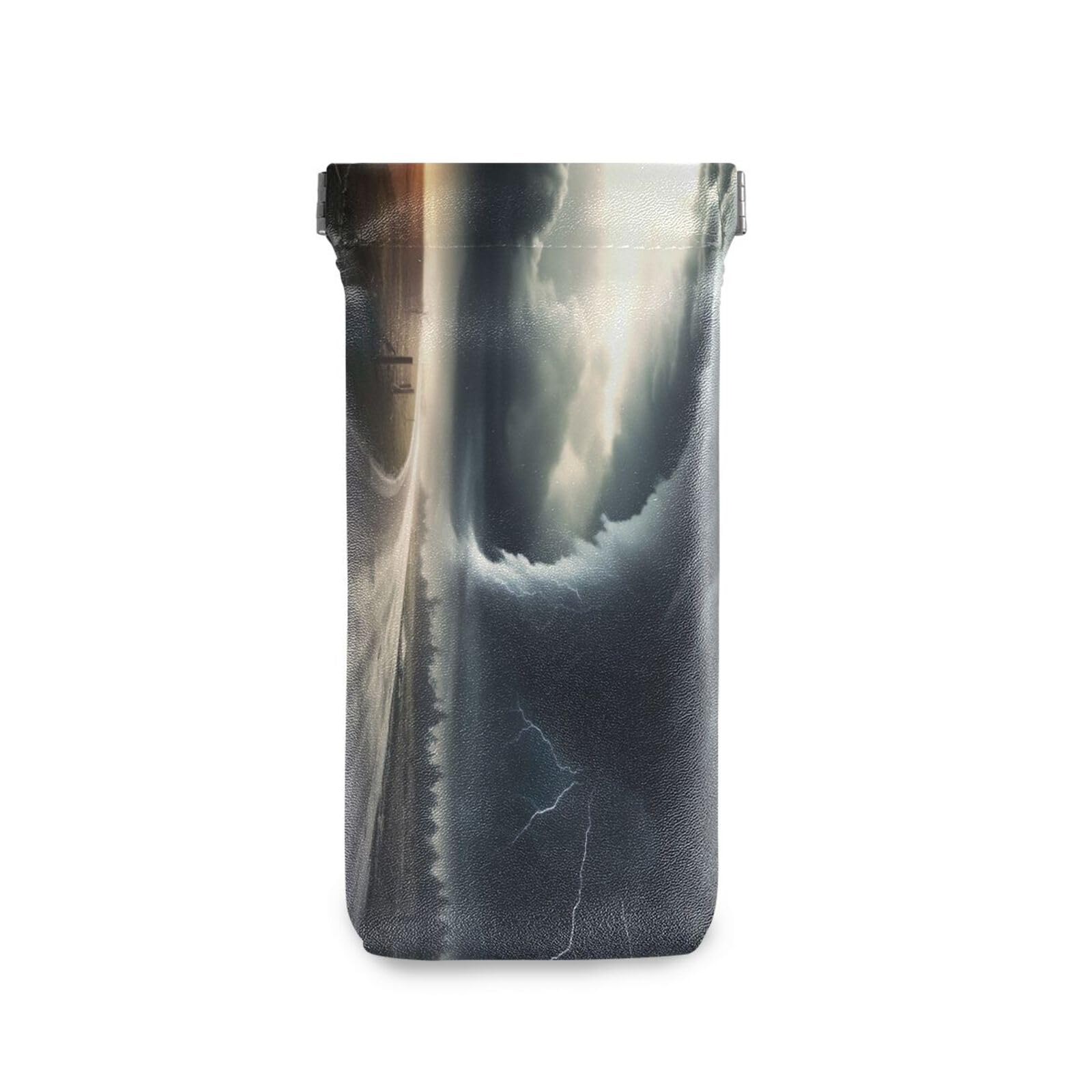 FLildon Highway Tornado Eyeglasses Pouch Squeeze Top Sunglasses Case Soft PU Leather Eyeglass Bag for Men Women