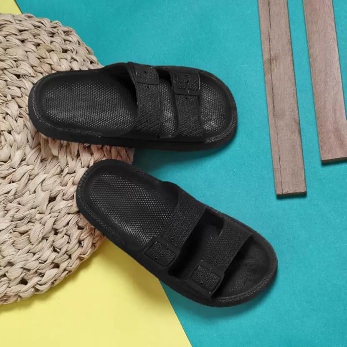 Image of Women Adjustable Open Toe Slide Sandals Classic Ultra Soft EVA Footbed Summer Designed to Fit Flat Buckle Sliders for Women & Girls