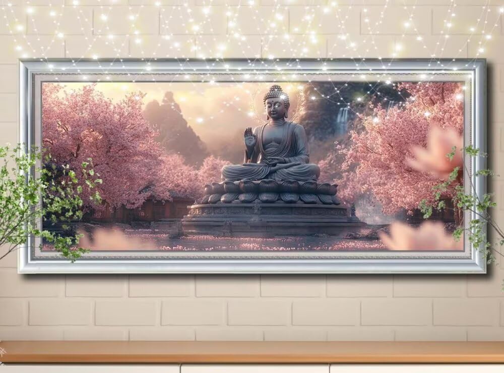 Malarstwo diamentowe 5D "zrób to sam", dla dzieci, małe Zen, kwiat wiśni, obraz do malowania diamentowego, 60 x 120 cm, tworzenie mozaiki według liczb, zestaw do malowania krzyżykowego, obraz dla
