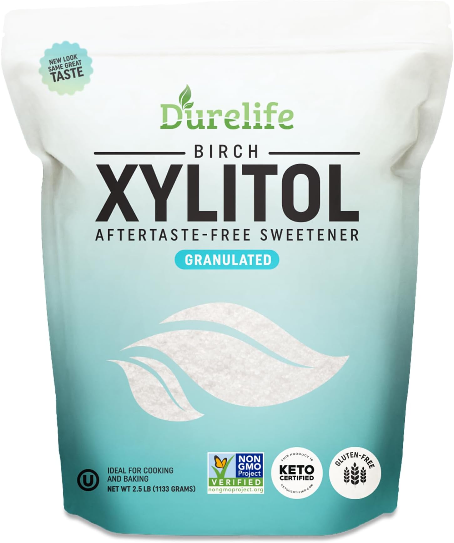 DureLife XYLITOL Sugar Substitute 2.5 LB (40 OZ) Made From 100% Pure Birch Xylitol NON GMO - Gluten Free - Kosher, Sugar alternative,