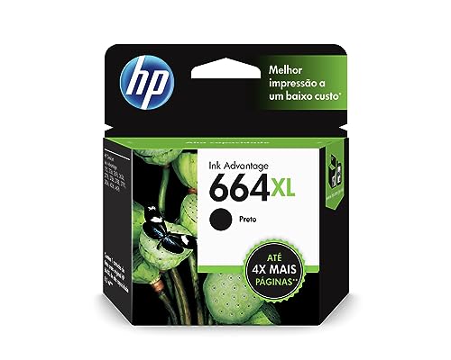Cartucho HP 664XL preto Original (F6V31AB) Para HP Deskjet 2136, ...