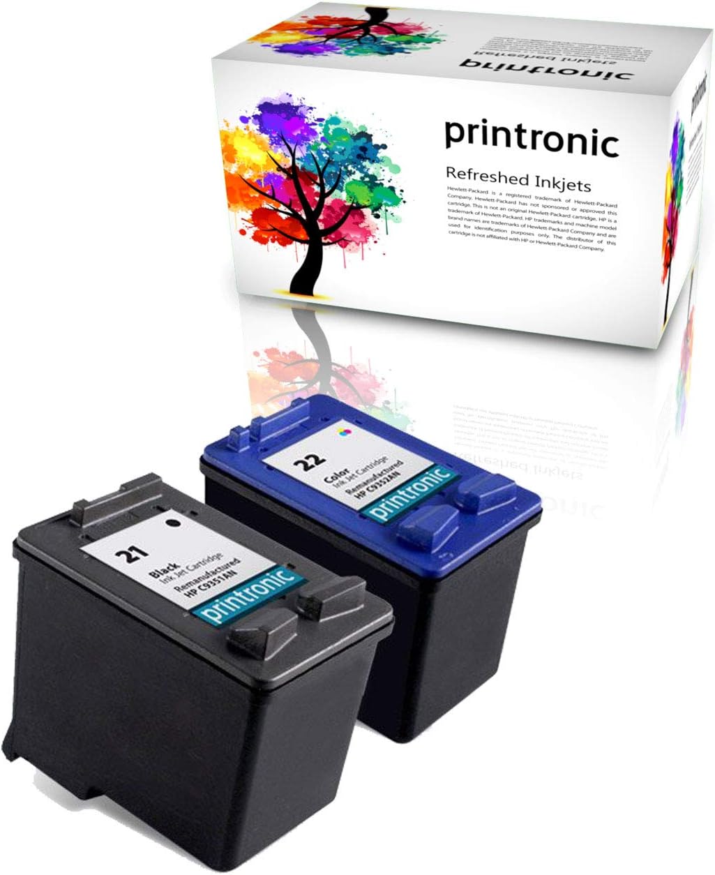 Remanufactured Ink Cartridge Replacement 2 Pack for HP 21 and HP 22 for PSC 1410 Deskjet F380 F2180 F2280 D1460 F4180 (1 Black, 1 Color)