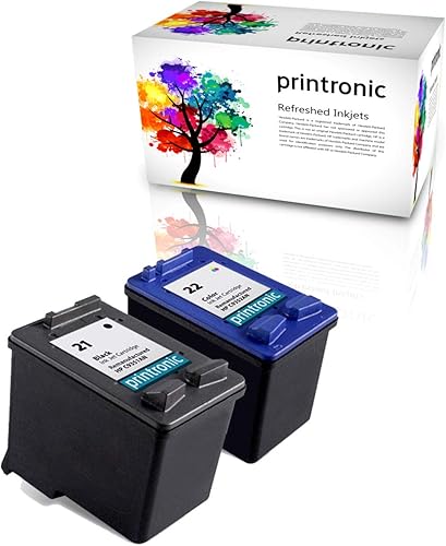 Paquete de 2 cartuchos de tinta remanufacturados de repuesto para HP 21 y HP 22 para PSC 1410 Deskjet F380 F2180 F2280 D1460 F4180 (1 negro, 1 color)