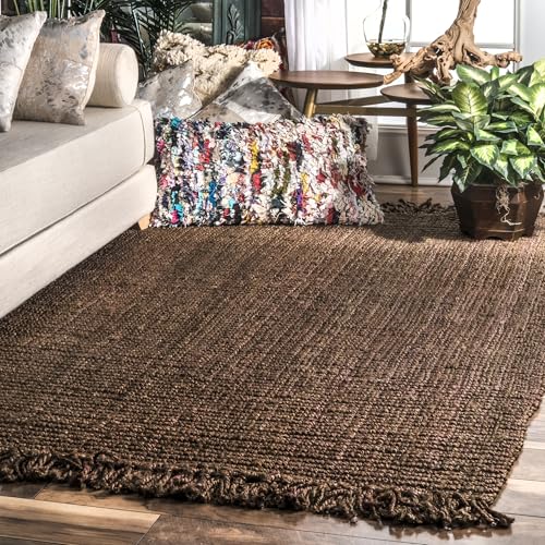 Nuloom Daniela Chocolate, 4' x 6', Handmade, Jute, Tassel, Soft and Textured, High...