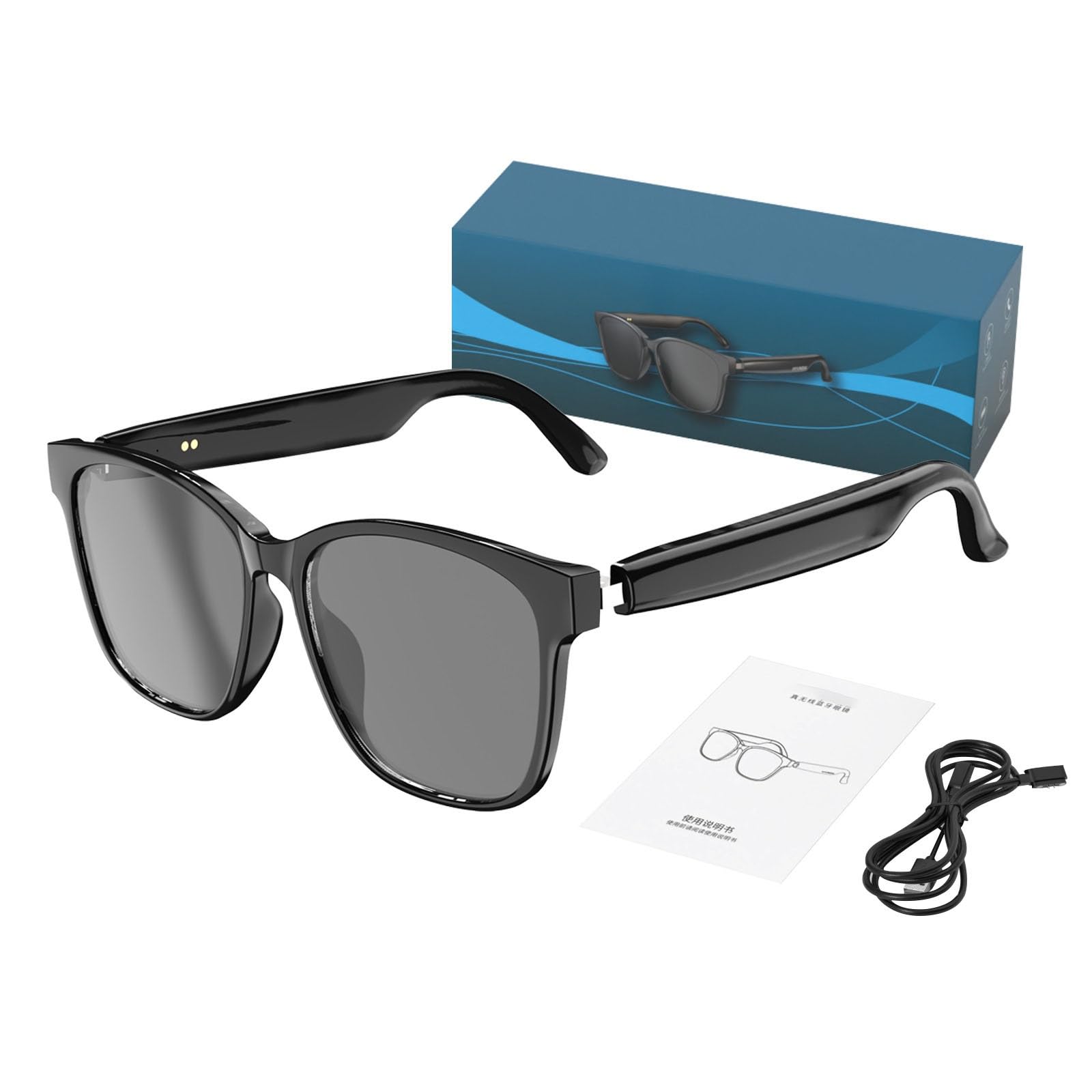 AI Wireless Bluetooth Translation Glasses for Women Men, 2025 New Hy C8 Pro Multifunctional AI Bluetooth Smart Glasses, Smart Simultaneous Interpretation for 110+ Languages (Black)