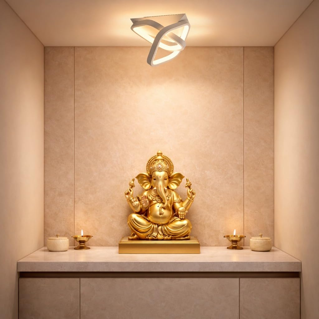 3-in-1 Chandelier Lights for Ceiling | Modern LED Ceiling Light for Living Room | Flush Mount Light for Hall | Ceiling Lamps for Home | Warm, Natural & Cool Light (Square Ceiling Light)-image-39