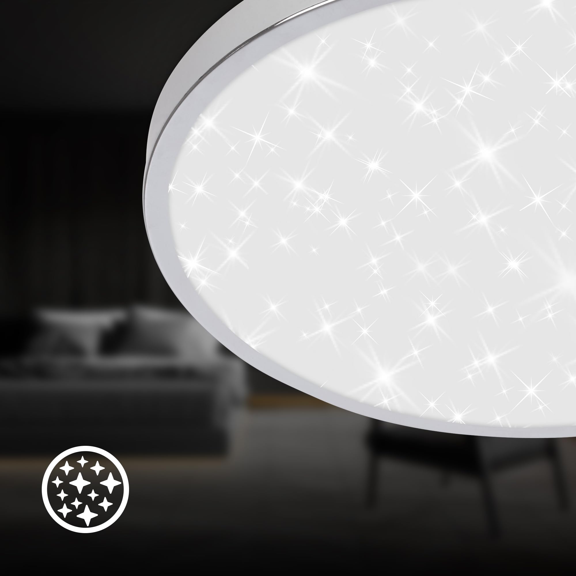 BRILONER - Plafonnier LED salle de bain avec lumière indirecte, IP44 protection contre les éclaboussures, couleur de lumière blanche chaude, plafonnier led, plafonnier cuisine, 24 x 6 cm, chrome
