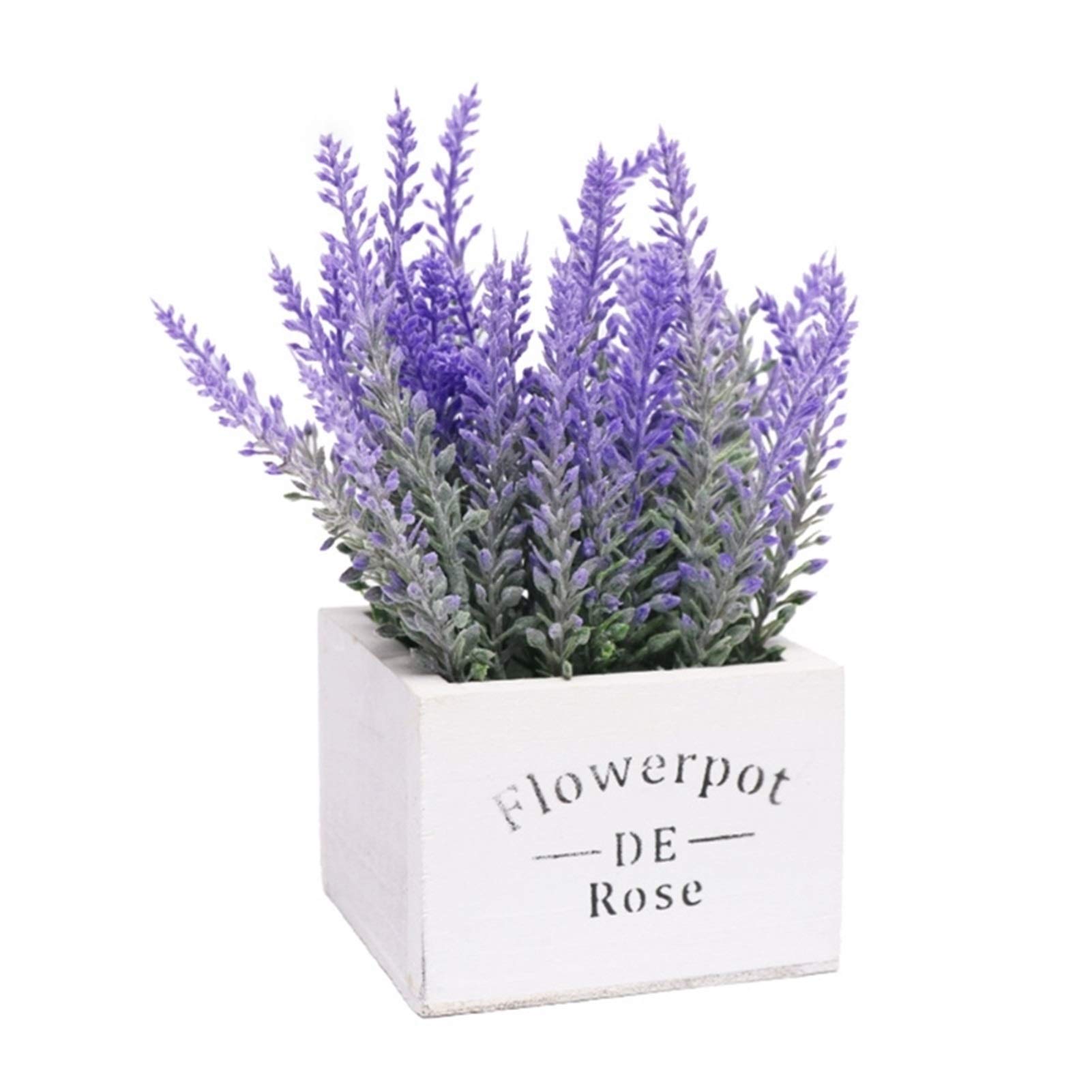 NGDFGR Artificial Potted Plant Decor Handmade Artificial Lavender Pot Simulation Fake Flower Plant Home Decoration Farmhouse Decor,Log Color