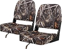 MSC S101 Camo Folding Fishing Boat Seats Pair - Marine Grade Vinyl, Aluminum Hinges, 225lb Capacity