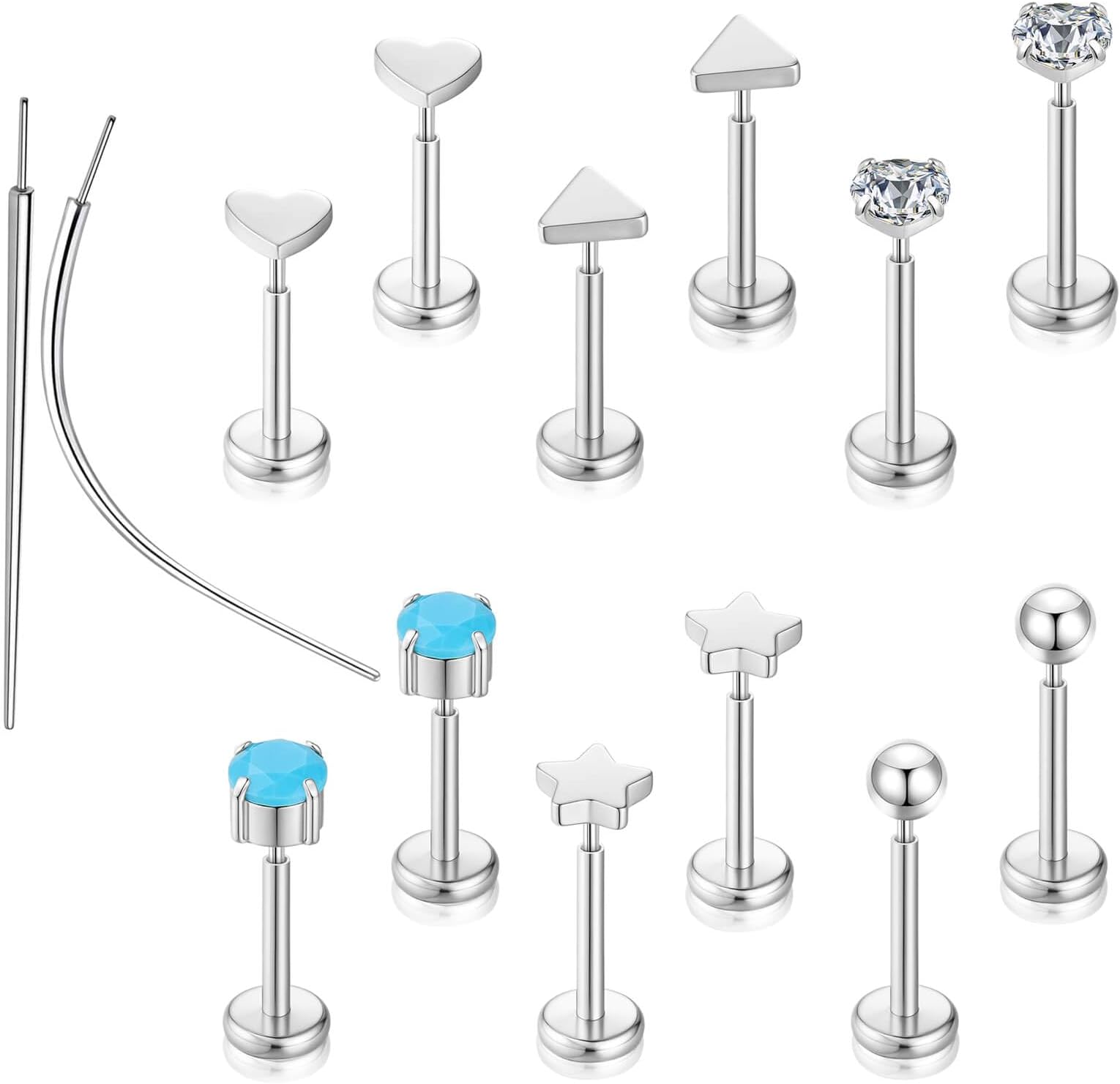 20G Threadless Flat Back Earrings Studs Nose Studs Titanium Body Jewelry for Women Men Hypoallergenic Cartilage Helix Tragus Conch Daith Rook Piercing Jewelry