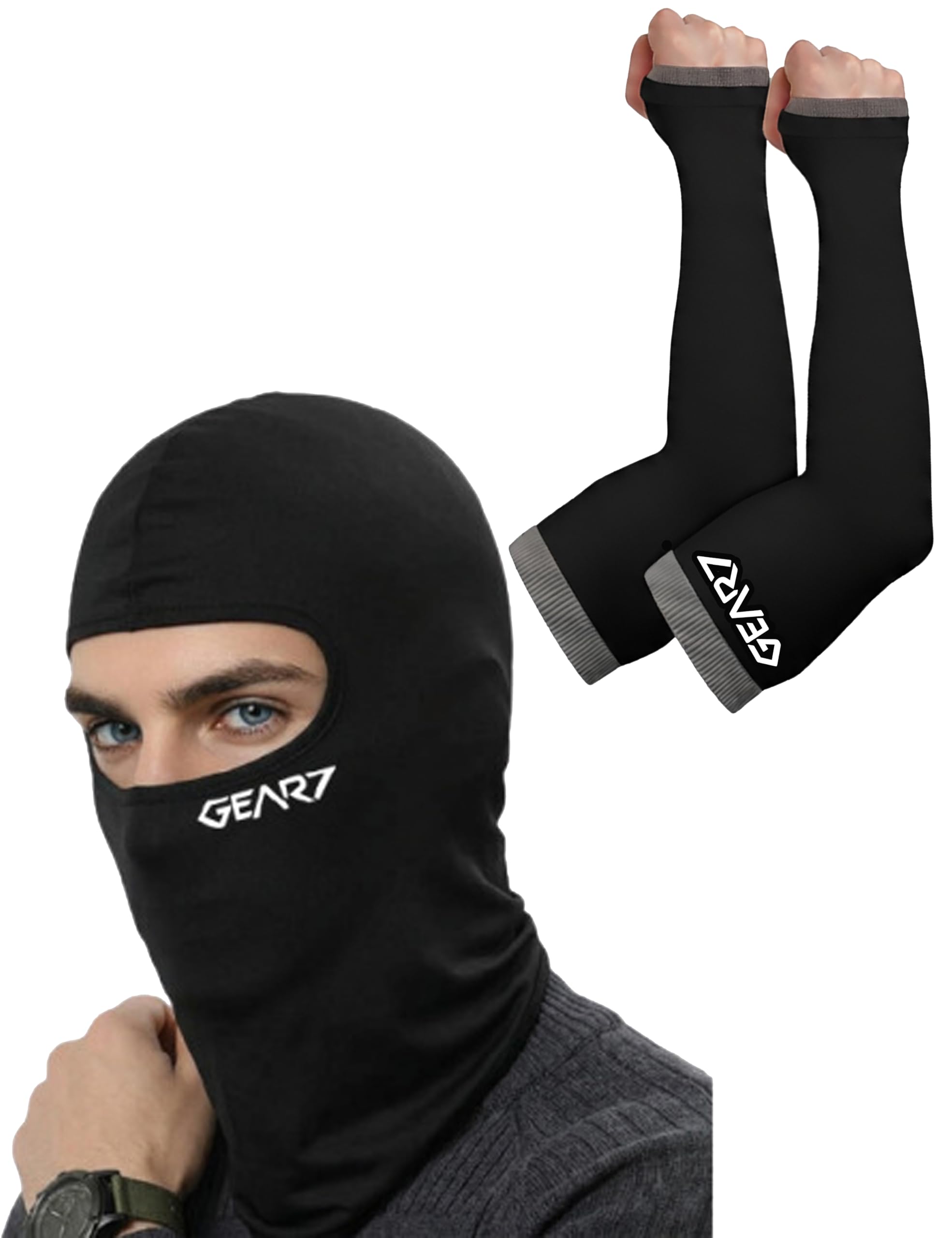 Balaclava Face Mask with Hand Sleeves Free Bikers Full Face Cover for Dust & Pollution Protection, Cooling Helmet Head Cover for Men & Women for Bike Riding Cycling & Outdoor Sports Black-picture-44