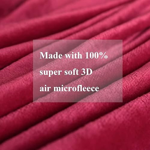 Miniatura 6 de NANPIPER Manta de forro polar, suave y acogedora, cálida y ligera, color rojo vino, 50 x 60 pulgadas