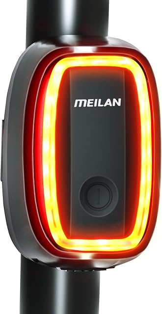 MEILAN Bike Tail Light USB Rechargeable Auto Brake Sensing Rear Bike Lights Waterproof Bicycle Back Light Cycling Lights Easy to Install for Safety Night Riding Fits Any Road Mountain Bikes