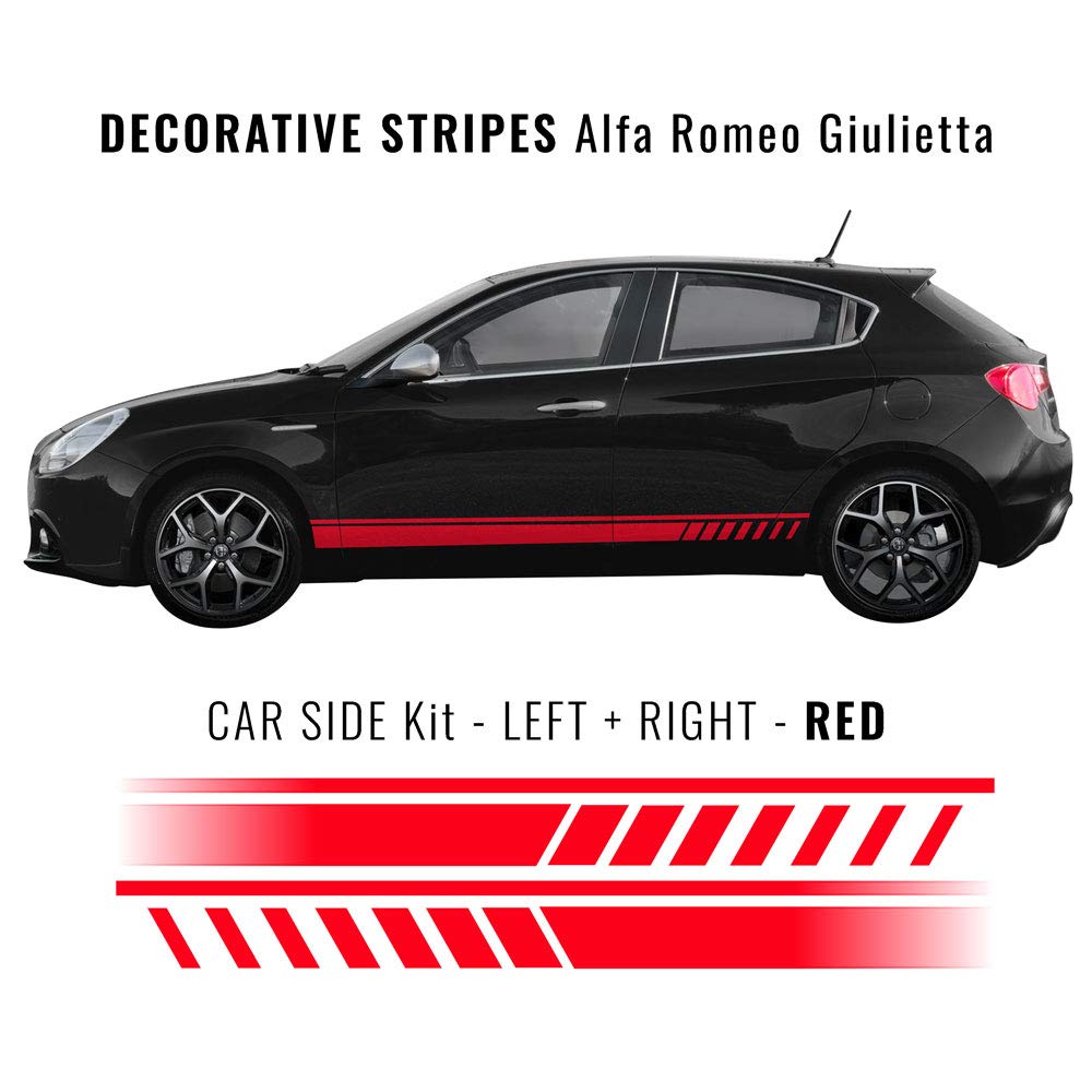 Stripes Strisce Adesive per Fiancate Alfa Giulietta (Rosso)