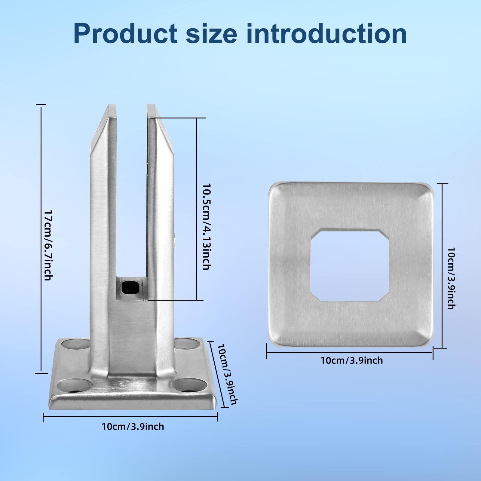Morsetto per Vetro in Acciaio Inox 10Pz, Ringhiera per Piscina Vetro, per Vetro da 8-12 Mm/0,3-0,5" di Spessore, per Recinzioni in Vetro da Parete per Casa Scale Piscina Balaustra Balcone Giardino