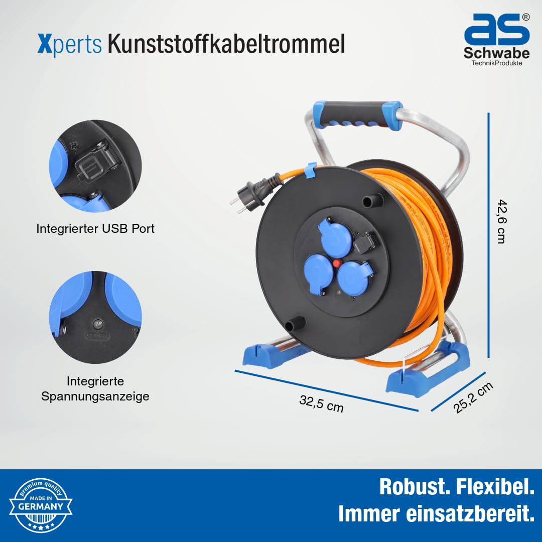 as - Schwabe Xperts Kabeltrommel 50 m H07BQ-F 3G1,5, IP44 Außenbereich