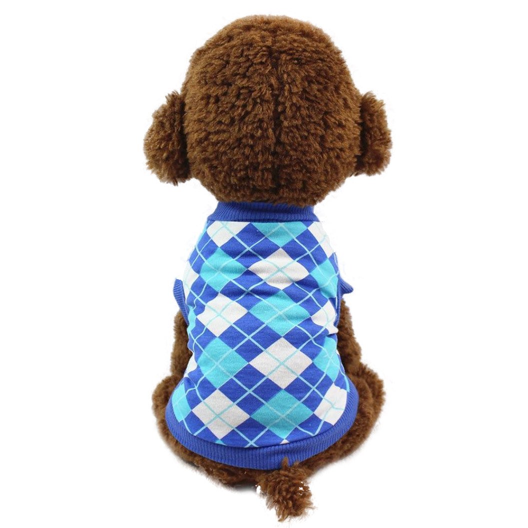 Dog Clothes, Classic Plaid Pet Shirt Puppy Washable Apparel Small Dog Vest (Blue, M)