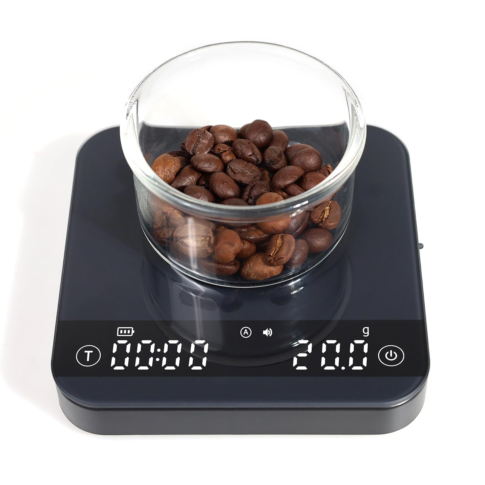 Coffee Scales with Timer, 4 Modes Mini Digital Espresso Scale, 0.1g High Precision Coffee Weighing Scale with Flow Rate for Pour-over Coffee, Rechargeable Kitchen Scales, Max 2kg, Black
