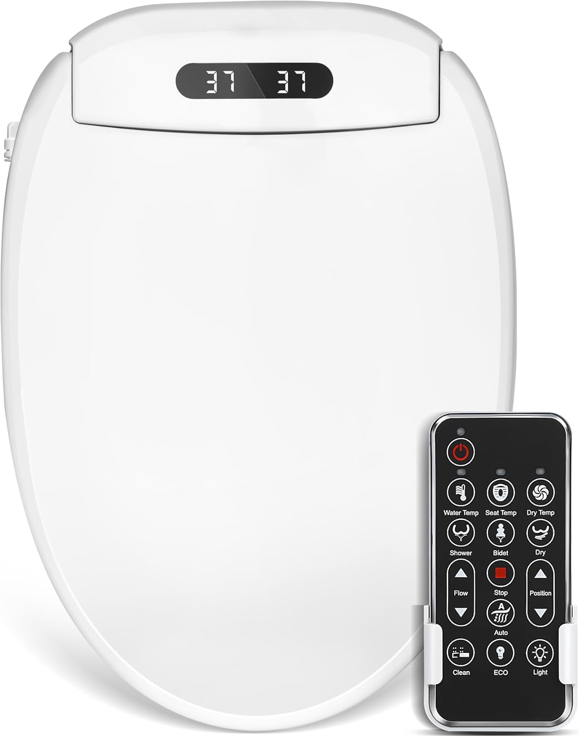 Electric Bidet Smart Toilet Seat with Remote Control, With Warm Air Drying and Women'S Washing