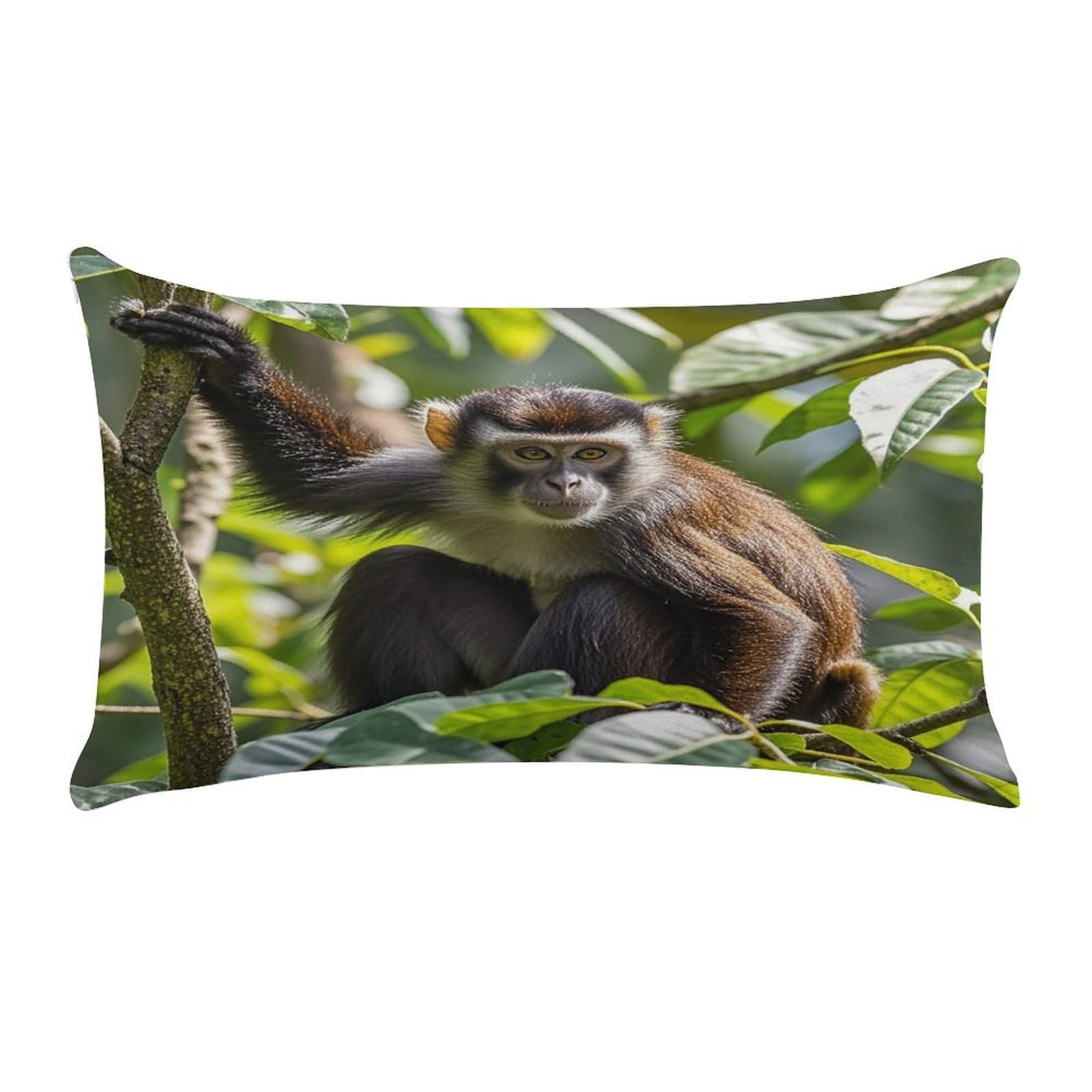 Monkey Pillow Case Decorative Rectangle Throw Pillow Cover Soft Plush Pillowcase Cozy Cushion Case Modern Pillow Sham Cushion Cover for Bedroom Sofa Couch 20 X 12 Inch