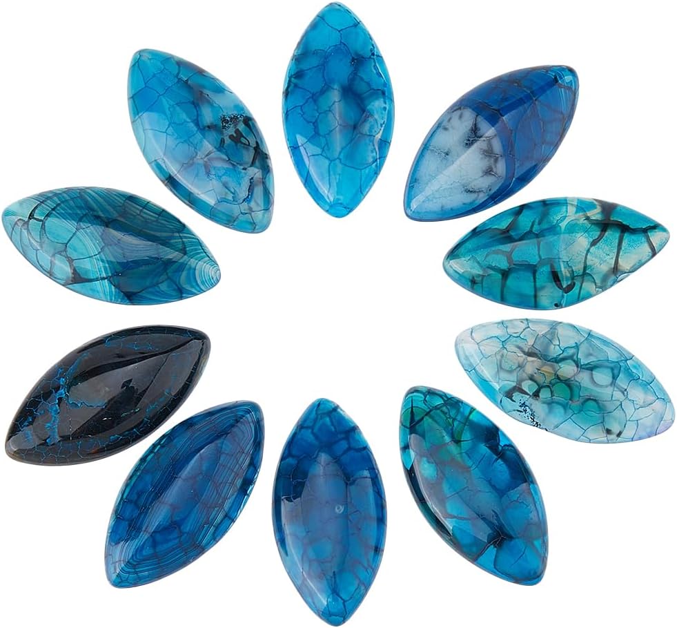 SUPERFINDINGS 10Pcs Teardrop Shaped Natural Gemstone Horse Eye Agate Cabochons Natural Agate Cabochons for Jewelry Making Necklace Earring Craft