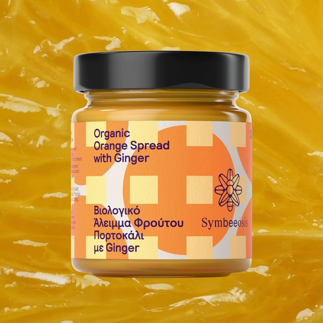 Symbeeosis Organic Orange Marmalade with Ginger: Digestive Aid, All-Natural, Sugar-Free, No Artificial Aromas, Pleasant Peppery Taste - Made with Fruit Sugars and Dry Ginger Extract