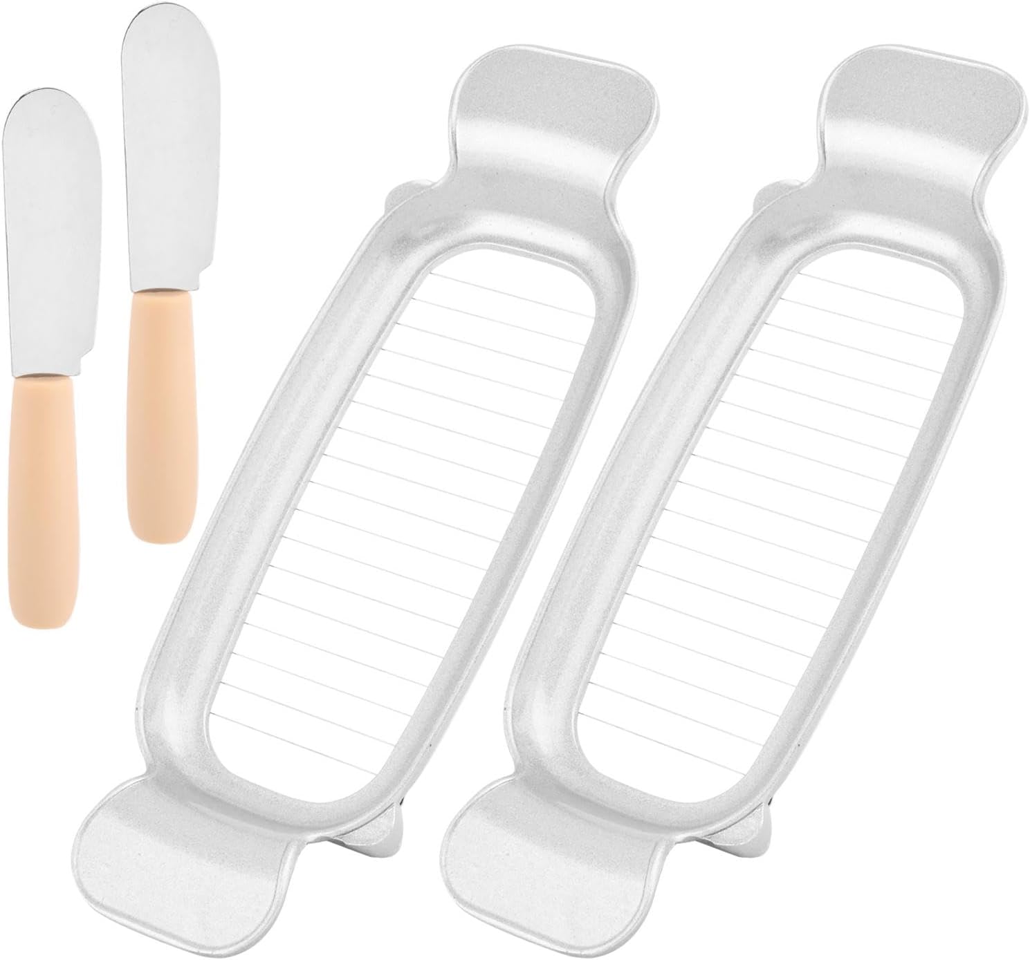 CALIDAKA Butter Slicer, 2Pcs Butter Cutter with 2Pcs Cheese Spreader, Stainless Steel Butter Slicer Cutter, Multifunctional Kitchen Food Tool for Fruit Eggs Butter Cheese(COLOR:Silver) CALIDAKA Butter Slicer, 2Pcs Butter Cutter with 2Pcs Cheese Spreader, Stainless Steel Butter Slicer Cutter, Multifunctional Kitchen Food Tool for Fruit Eggs Butter Cheese(COLOR:Silver)