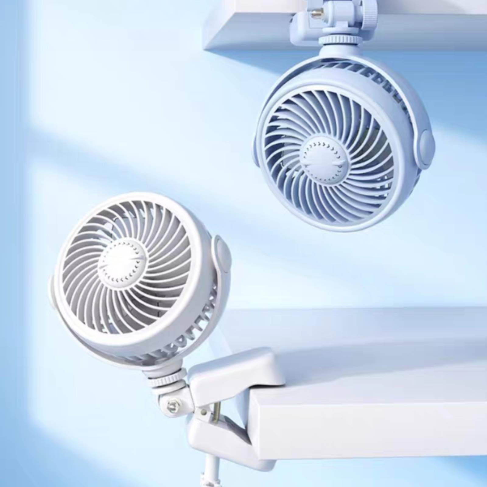KESOTO Ventilador para Cochecito Bebé Ventilador de Carrito Ventilador de Pinza Ventilador Portátil con Dirección Precisa del Viento Rotación 720 Grados, Azul