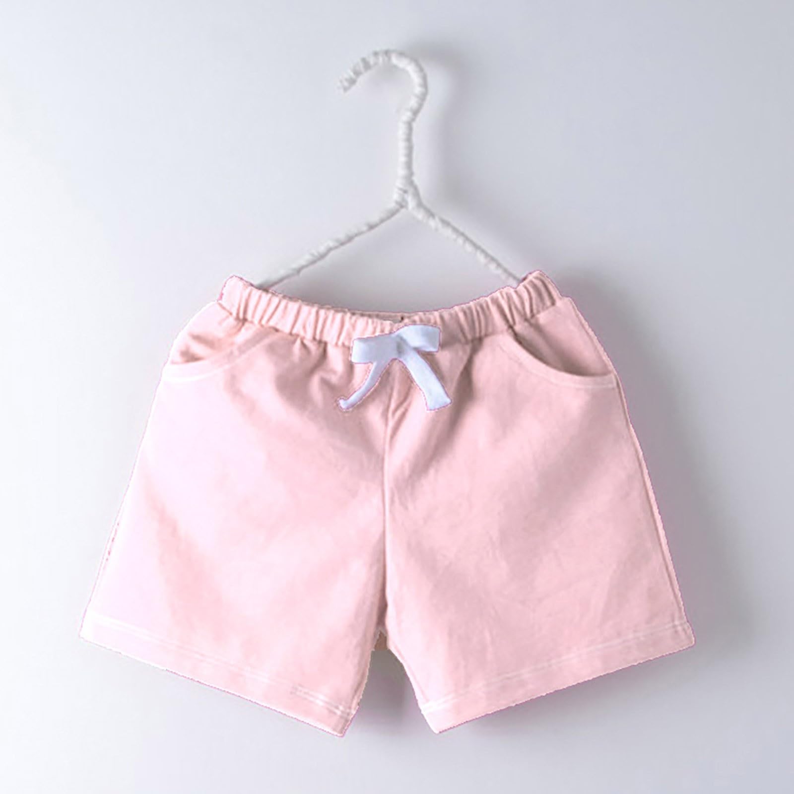 Boy Girl Running Athletic Short Elastic Waist Candy Color Lightweight Shorts Kids Comfortable Summer (Pink, 8-9 Years)