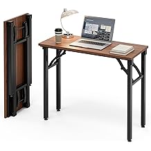 Frylr Small Folding Computer Desk &ndash; Portable 35.8 Inch Foldable Laptop Table, No-Assembly, Collapsible and Compact for Easy Storage, Lightweight for Small Spaces, Craft and Study Use, Dark Walnut