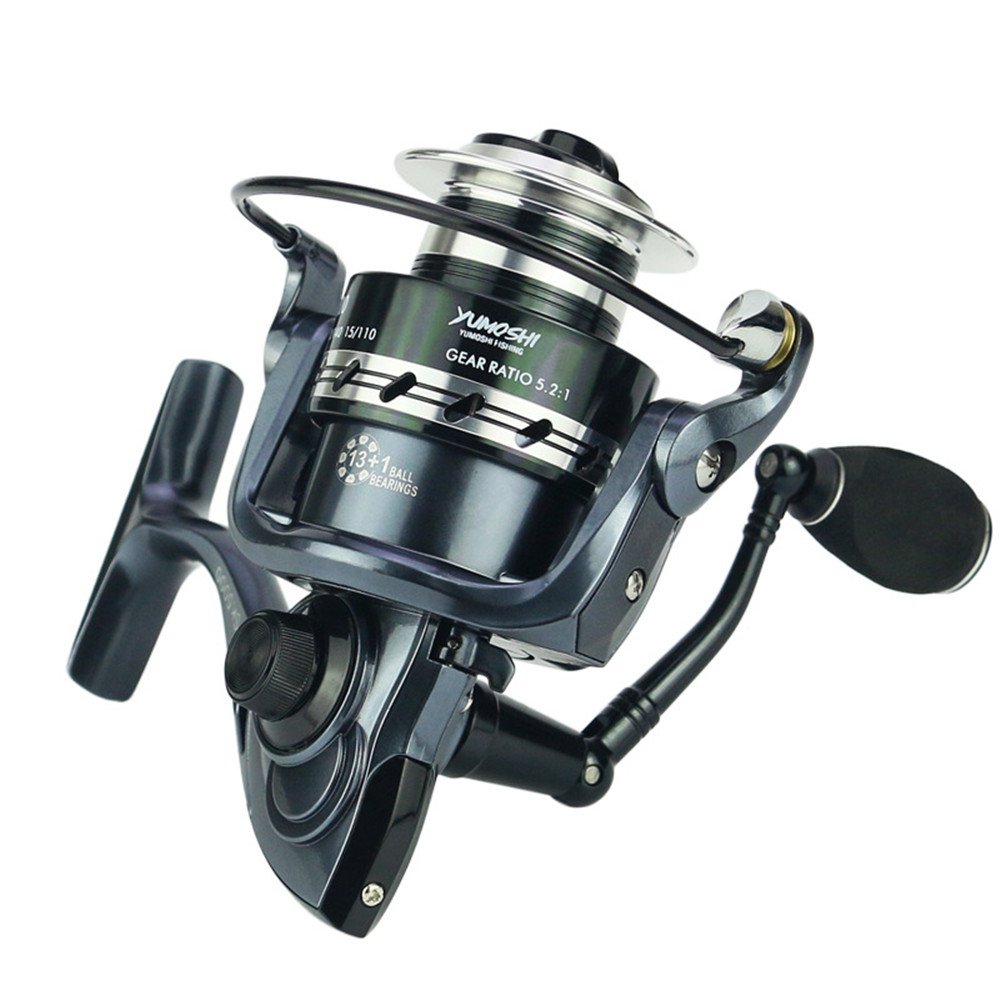 Moulinet de Pêche Spinning, Tourniquet à Tambour Fixe 5,2:1, Fishing Reel Léger à Double Culbuteur, Poignée de Pêche pour Gauchers et Droitiers Moulinet de Pêche Spinning, Tourniquet à Tambour Fixe 5,2:1, Fishing Reel Léger à Double Culbuteur, Poignée de Pêche pour Gauchers et Droitiers