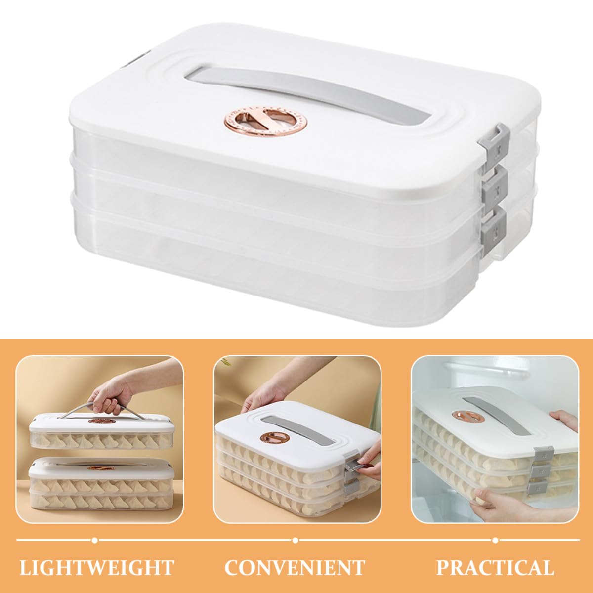 Homoyoyo Caja de Almacenamiento para Congelador de 3 Capas Tapa, Organizador Fácil de Usar para Carne y Mariscos, Material Pp Blanco, Adecuado para Refrigeradores