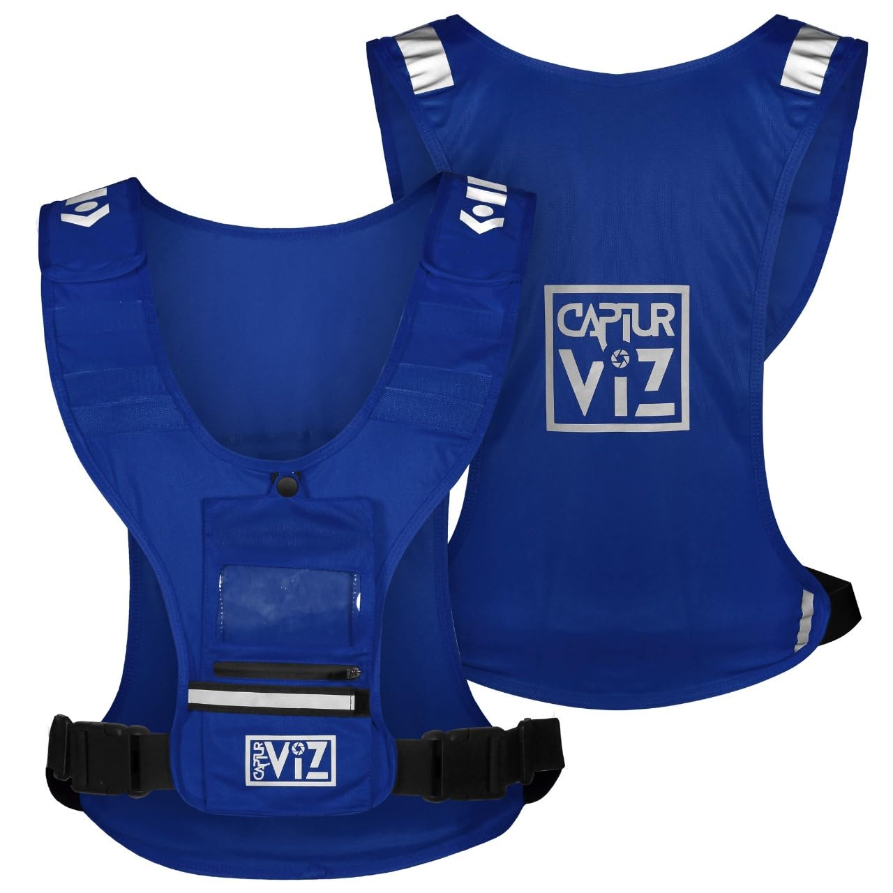 Sports Vest with Recording phone Pouch – Running, Cycling, Horse Riding, Outdoor Sports (Blue, Adjustable)