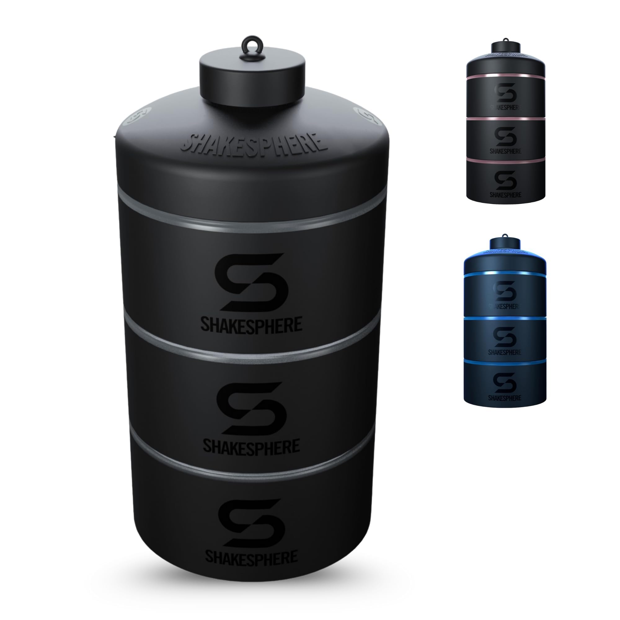 ShakeSphere Conteneurs empilables – Organiseur pour collations, poudres de protéines, Noix et suppléments – 3 Supports Anti-Fuite – Rangement Portable pour Bureau, Salle de Sport et Voyage (givré)