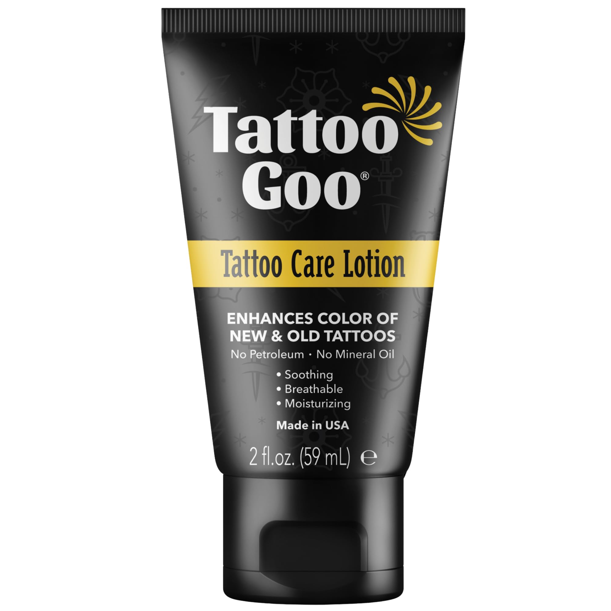 Tattoo Goo Aftercare Lotion 60 ml – Tattoo Moisturiser for New & Healed Ink • Colour‑Enhancing • Non‑Greasy, Vegan Skin Care – Olive Oil + Panthenol