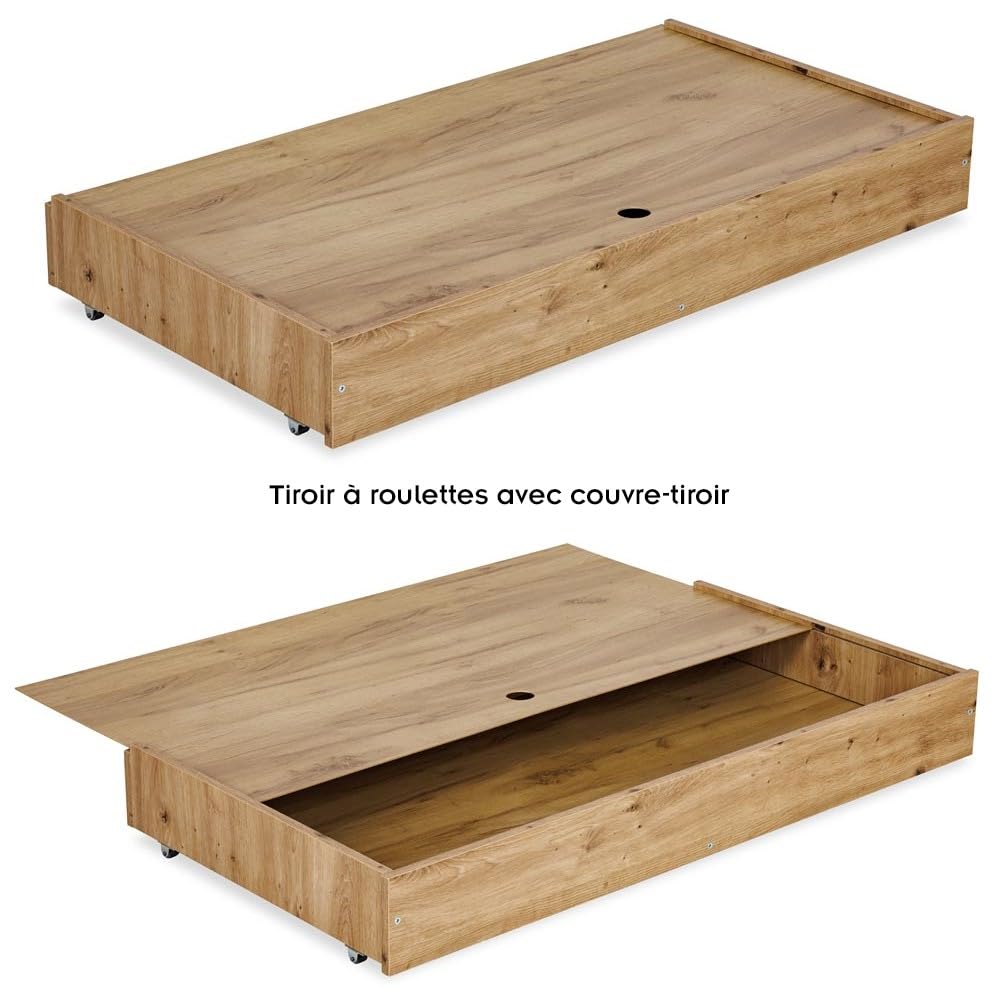 Mon Mobilier Design Amelia II Ensemble bébé Commode à Langer et lit évolutif 120x60 Chêne avec tiroir