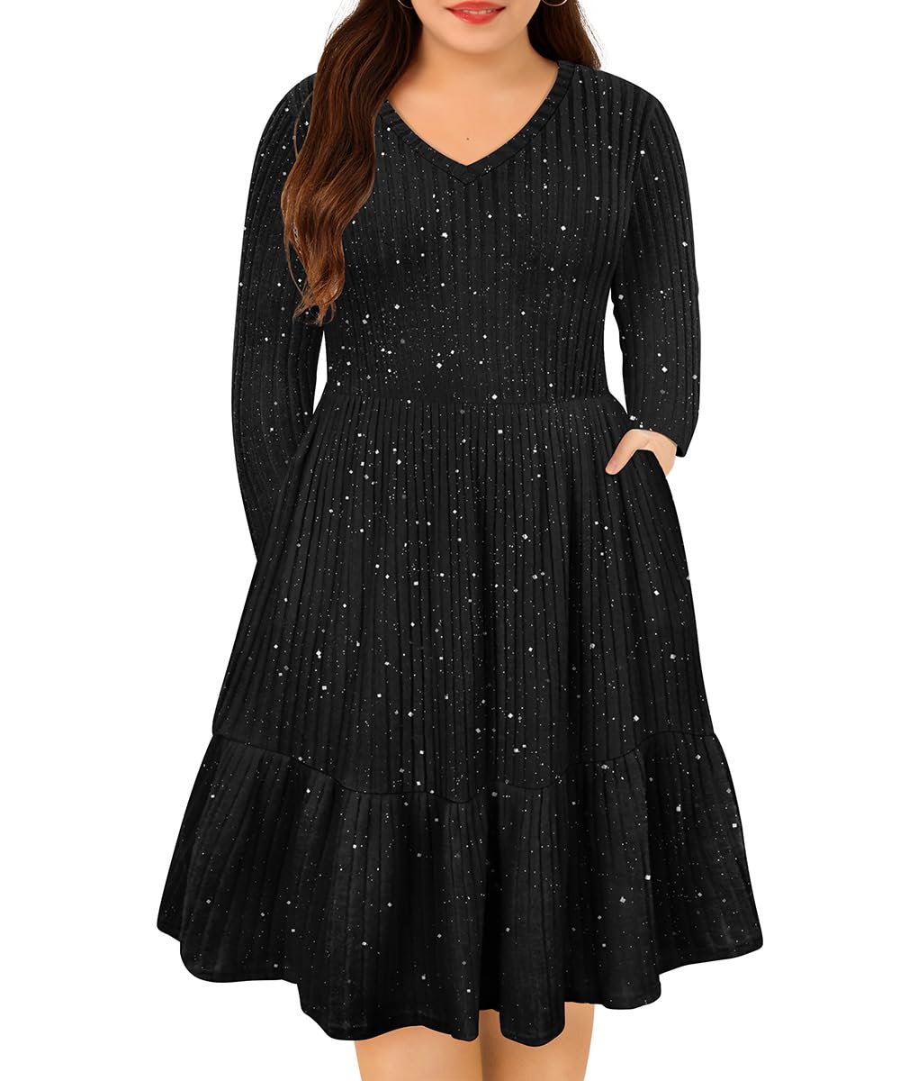 RITERA Robes de grande taille pour femmes courbes d'été printemps femmes robe col en V manches courtes robe décontractée avec poches XL-5XL