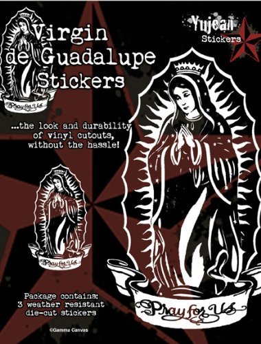 Rollin Low - White Blessed Virgin de Guadalupe - Set of 3 White Stickers / Decals