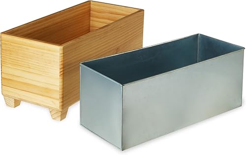 Miniatura 7 de Twine Madera de hielo y bañera de metal galvanizado, cubo de madera y enfriador de cerveza, capacidad para 4 botellas de vino o 5.4 galones, juego