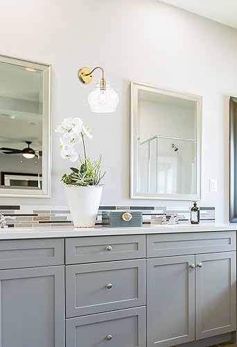 Miniatura 2 de Elegant Lighting Living District Interior Moderno Hogar Decorativo Brillante Techo Pierce 1 Luz Latón y Claro Sembrado Cristal Aplique de Pared