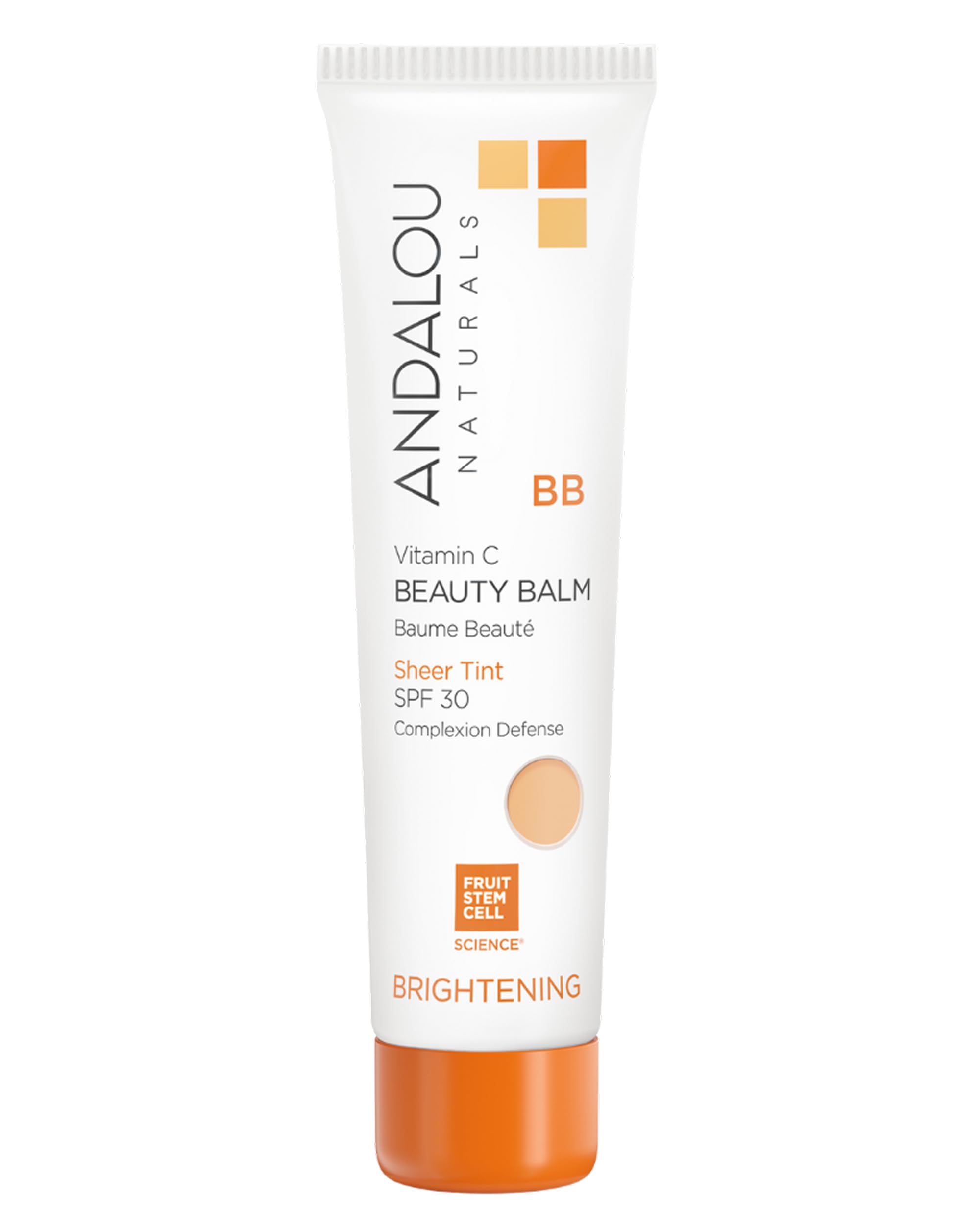 Andalou Naturals Vitamin C BB Beauty Balm Sheer Tint SPF 30 - 2-in-1 BB Cream & Mineral Sunscreen for Face - With Non-Nano Zinc Oxide Skin Protection - 2 fl oz