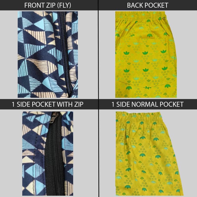 Image of Men's Cotton Shorts Waistband, Zip Fly, 1 Zip Pocket, Back Pockets (Pack of 2)