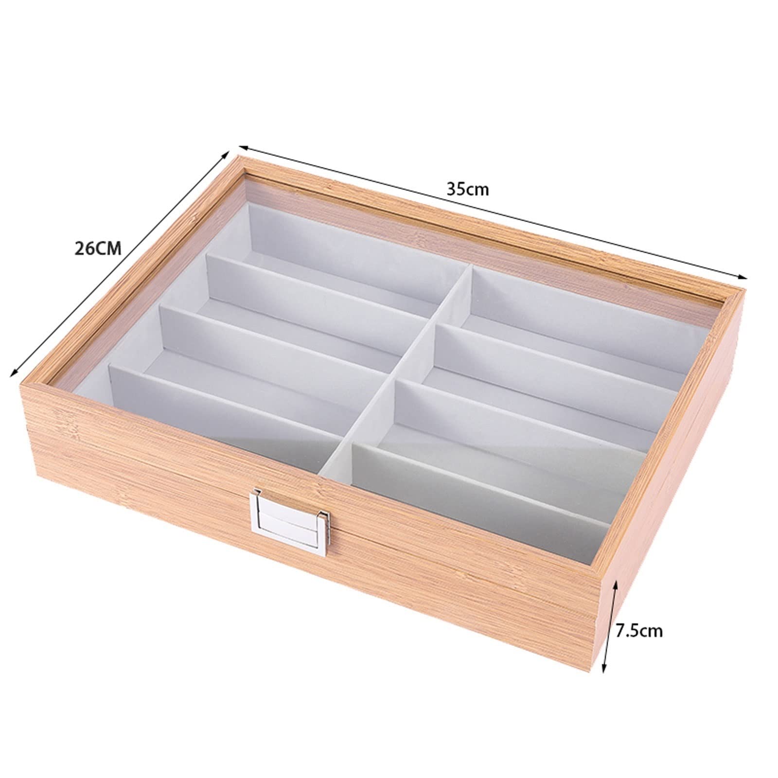 Porta Occhiali Telaio in legno 6/8 Grids Grids Occhiali di velluto occhiali da sole Vassoio Display Vetrina Vetrina Cassa dell'organizzatore con coperchio, Occhiali da sole Organizzatore Regalo Decora