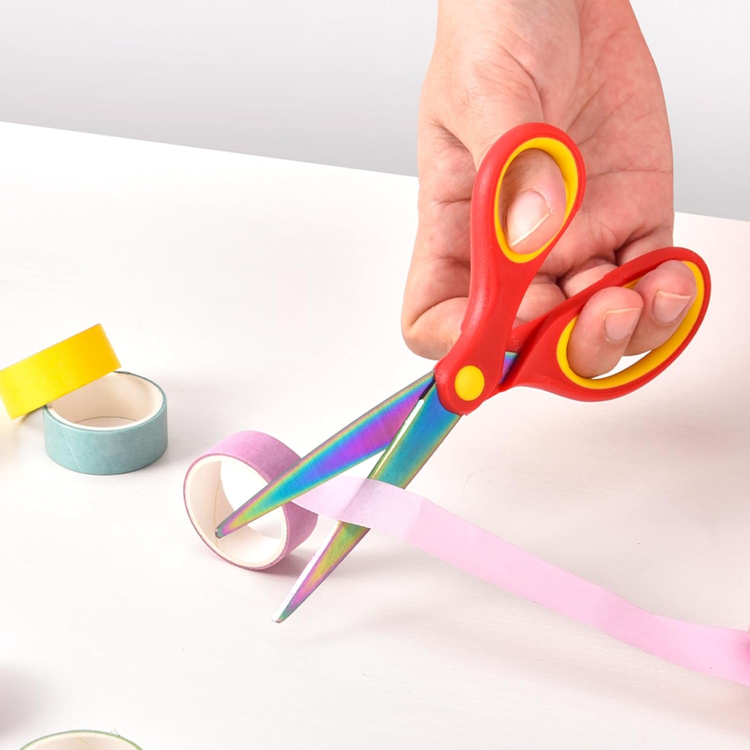 Zicolu 7" Student Scissors for Middle High School Crafting, Sharp Titanium Coating Blades with Pointed Tip, Comfort Right/Left-handed, Big Kids Scissors Ages 8-10/8-12, Assorted Color, 3 Pack