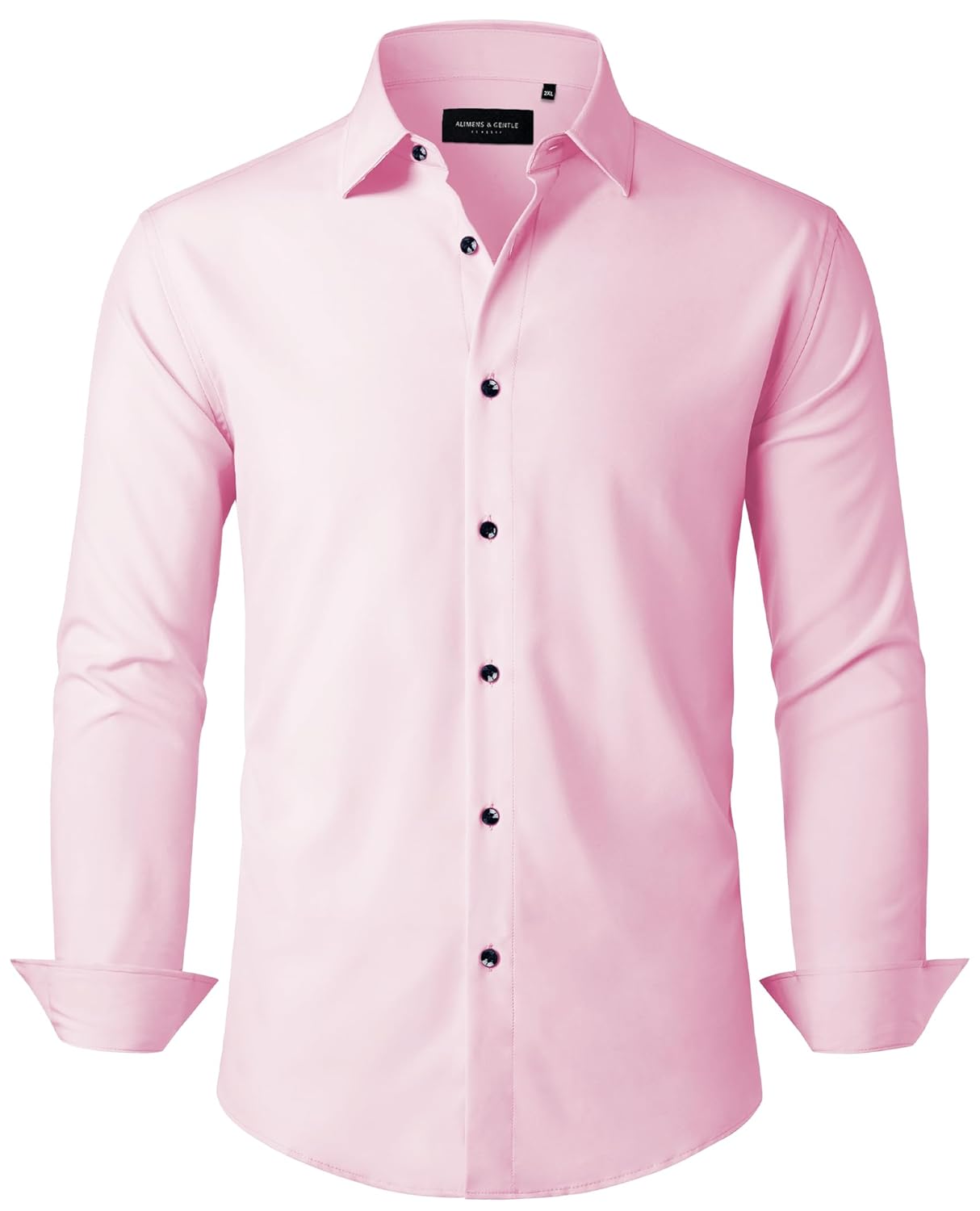 Alimens & Gentle Camisas sociais masculinas de manga comprida com botões formais para casamento, sem rugas