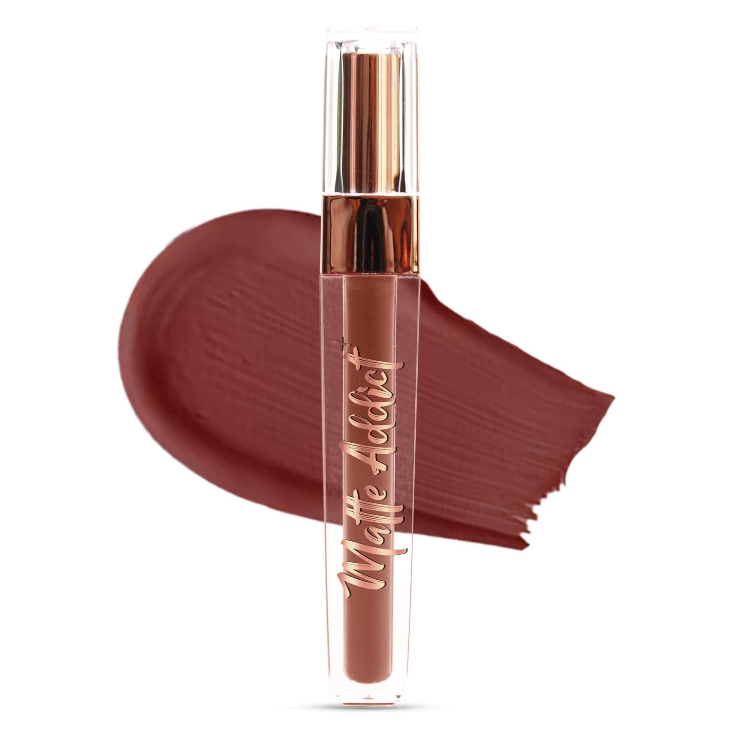 JAQULINE USA Matte Addict Liquid Lipstick | 8Hr Long Lasting | Lightweight | Transfer Proof | Intense Color Payoff | Stunning Matte Finish | Hydrating Formula | Deep Sienna 02, 3.5ml