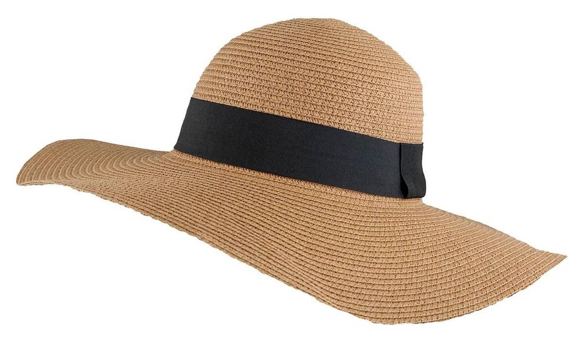Dents Womens Ribbon Floppy Straw Sun Hat - Natural