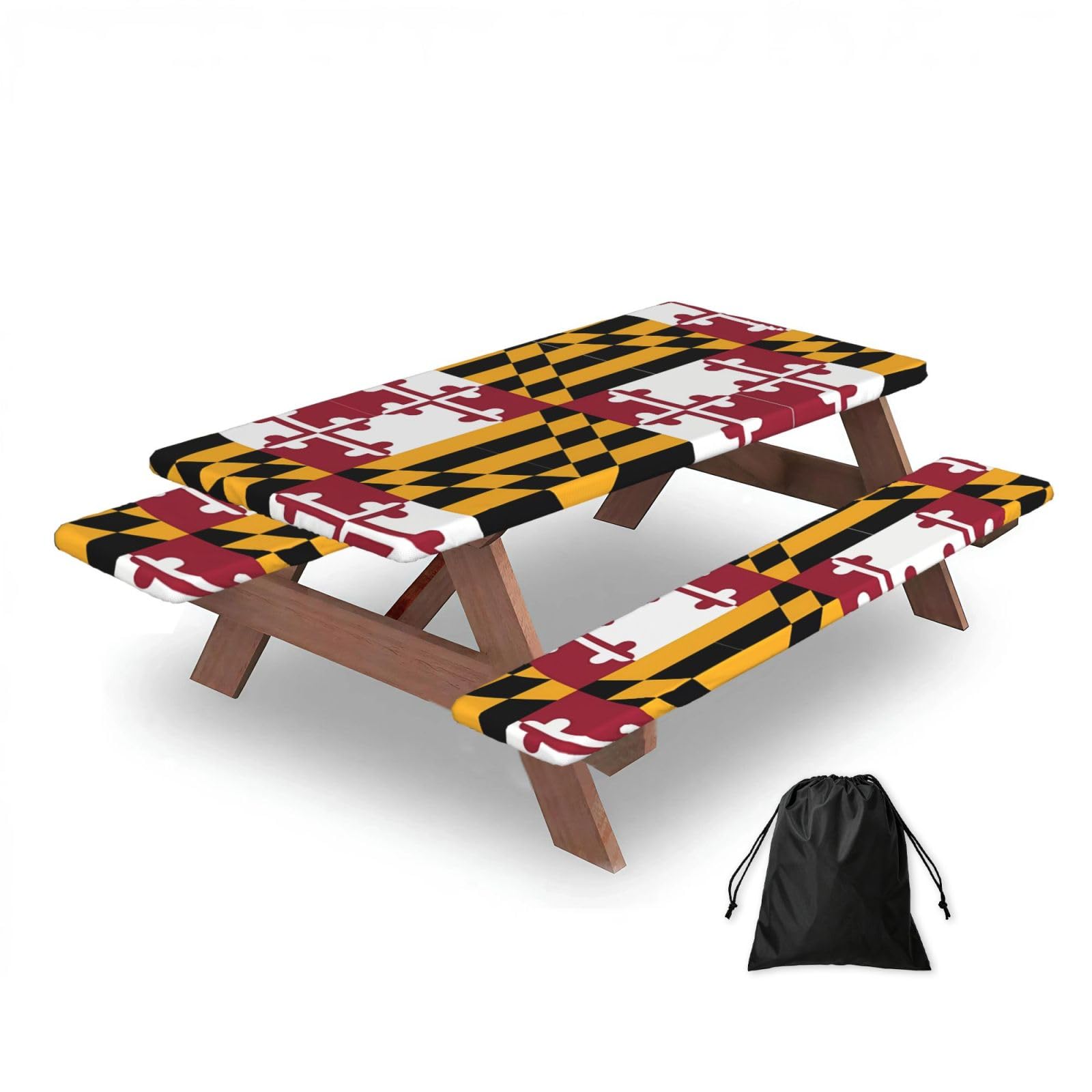 Flag of Maryland Rectangular water-repellent picnic tablecloths, outdoor camping, picnic, BBQ