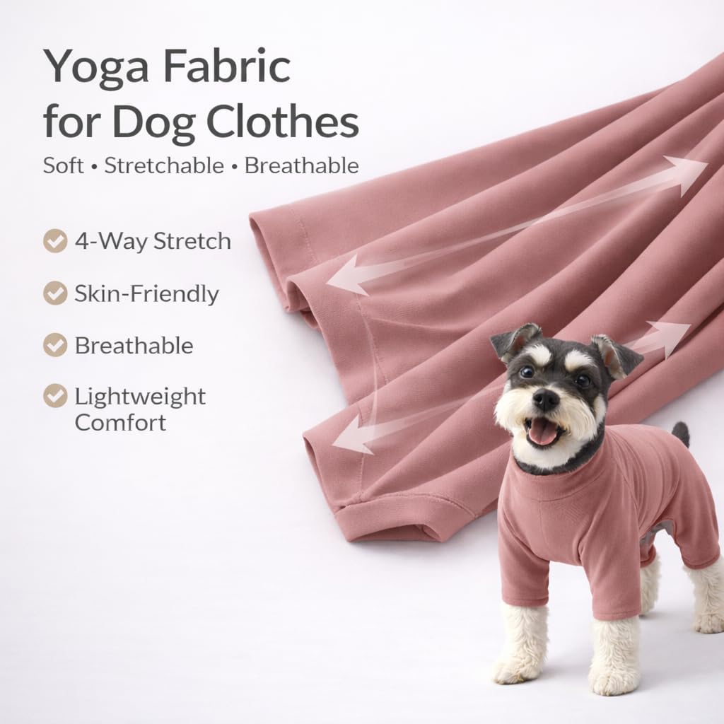 Dog Full Bodysuit – Stretchy Yoga Fabric 4-Leg Dog Pajamas, Breathable & Lightweight Dog Onesie for Indoor & Outdoor, Shedding Control & Travel Wear Dusty Pink 3XL